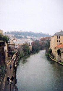 From Pulteney Bridge looking north - Podium and Hilton to the left, some nice looking modern apartments to the right., Walcot ahead.