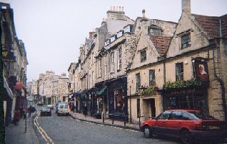 Broad Street.  The Saracens Head pub was built around 1713, a little outside the medieval period.  The street name may reflect the broad looms used there to weave Bath's staple product - cloth.