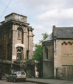 The Jehovah Witness hall and the old school/antiques market.  Behind you here is Hedgemead, once Edgemead, Park.  The site of many landslides (hence 'edge', I guess) - bits of Camden Crescent fell repeatedly off this hillside until the builders admitted defeat and declared it public ground.  Camden Crescent is uncomplete at one end as a result.