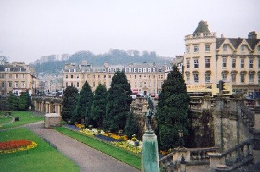 Institution gardens today - picture Assembly Rooms at the top of the colonnades.