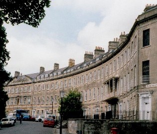 Somserset Crescent, now student accomodation, and the only 'Chippendale' roofline in Bath.